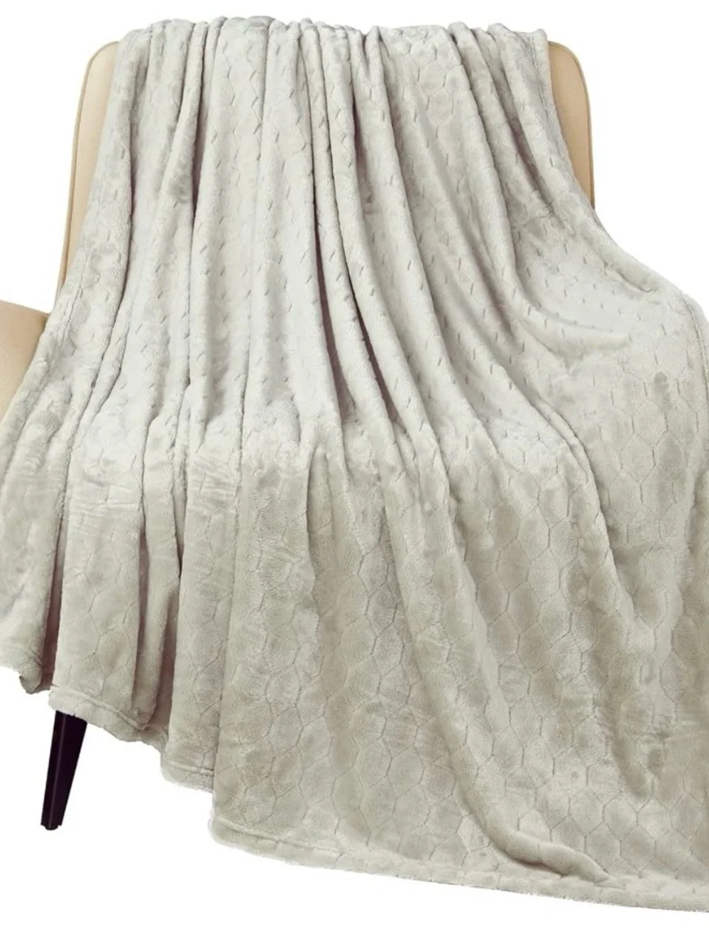 Soft Plush Honeycomb Throw Blanket - Light Gray
